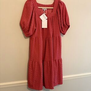 Polagram Boutique Square Neck Tiered Peasant Dress Sz L Large nwt